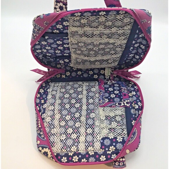 Vera Bradley Boysenberry Tech Organizer Cosmetic Travel Case Zip Bag Retired - Picture 5 of 7